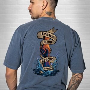 Camiseta Oversized Estonada Rescue azul costas