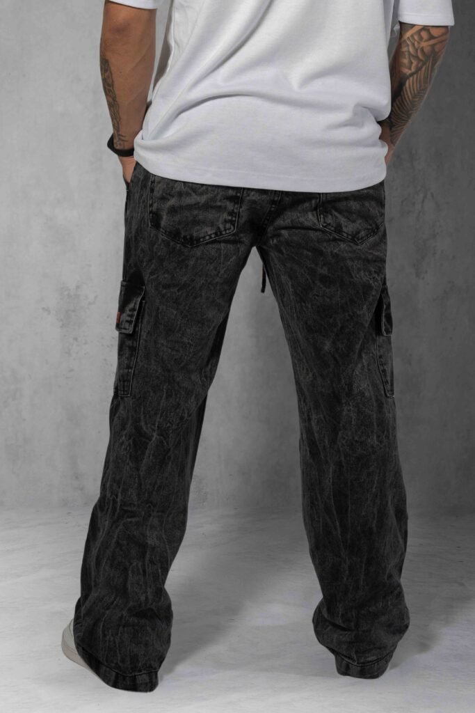 Calça Cargo Estonada 6 Bolsos cinza street wear