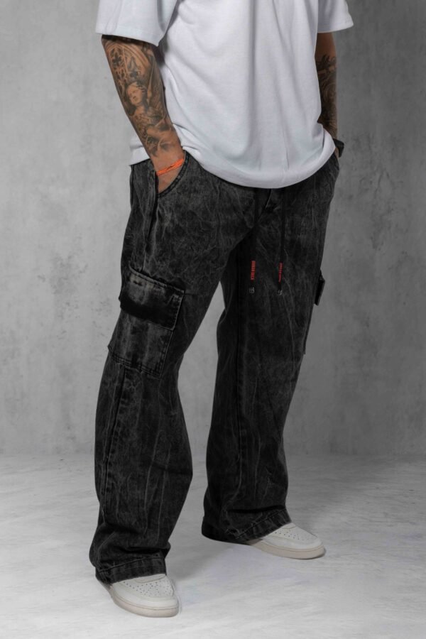 Calça Cargo Estonada 6 Bolsos cinza street wear