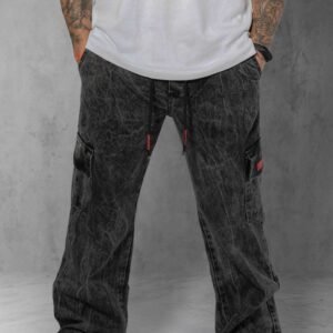 Calça Cargo Estonada 6 Bolsos cinza street wear